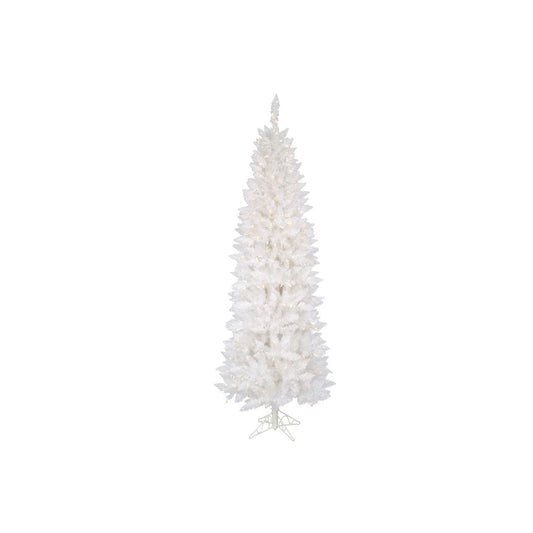 Vickerman 6' Sparkle White Spruce Pencil Artificial Christmas Tree, Clear Lights