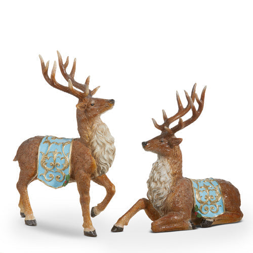 Raz Imports 2023 Celebrate The Season 14" Deer With Saddle Blanket, Set of 2