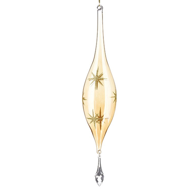 Raz Imports 2022 Evergreen & Gold 17" Gold Drop Glass Ornament