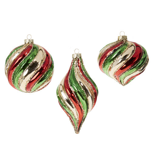 Raz Imports 2023 Classic Carols 6" Multicolor Swirl Ornament, Asst of 3