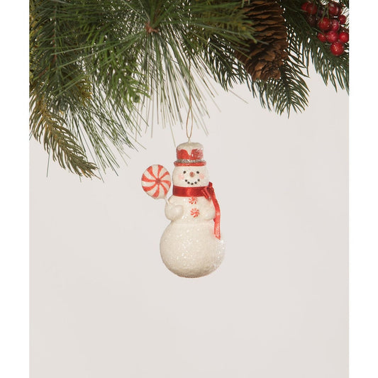 Bethany Lowe Snowman With Peppermint Ornament