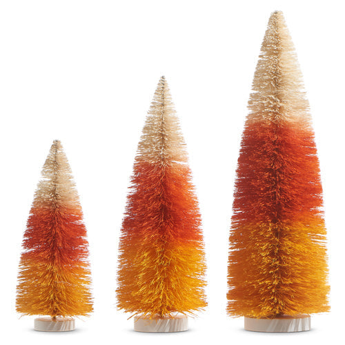 Raz Imports Halloween 2023 15" Candy Corn Bottle Brush Trees, Set of 3