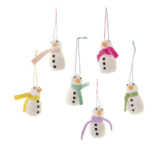 Merry & Bright Felt Snowman Ornament 3"