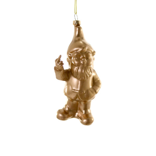 Gold Naughty Gnome Ornament 5.5"