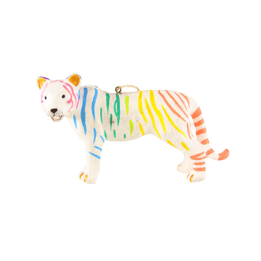 Rainbow Striped Mystic Tiger Ornament 4"