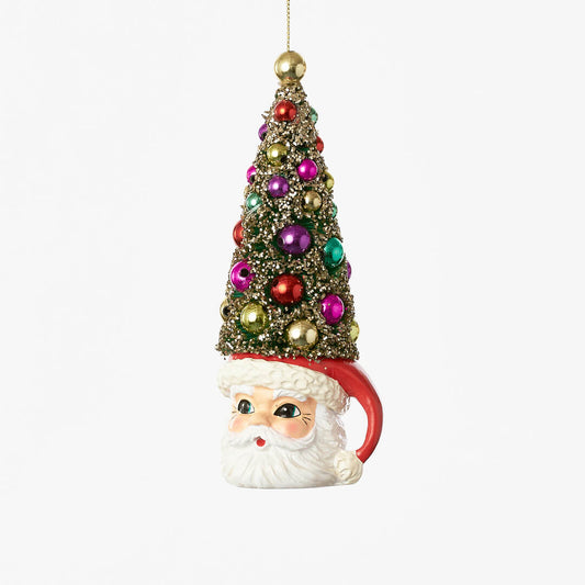 Santa Mug with Sisal Tree Ornament 6.25"