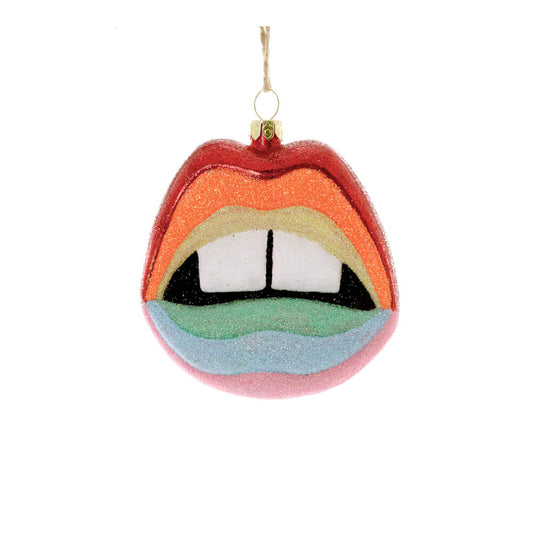 Spectrum Lips Glass Ornament 3.5"