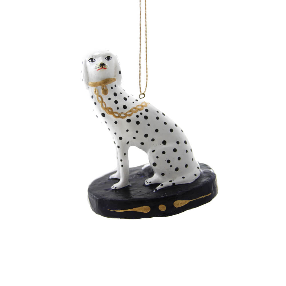 Spotted Dalmatian w/ Navy Base Ornament 4"