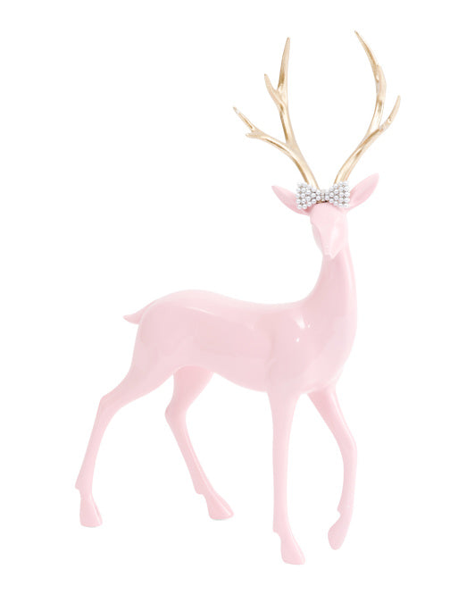 Santa's Sweet Shoppe Collection - 14.75" Pink Reindeer With Bow