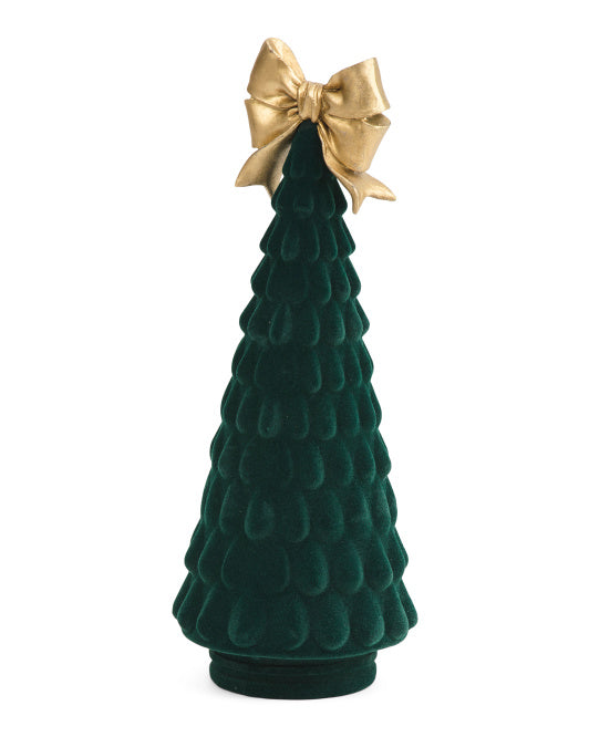 Christmas Carousel Collection - 11" Flocked Tree with Gold Bow
