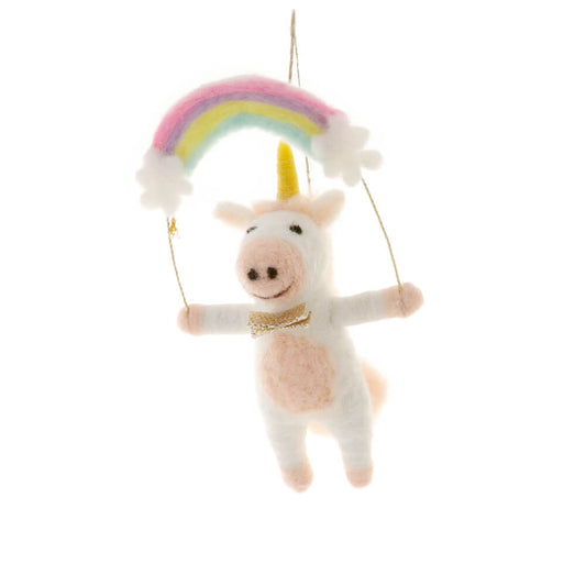 Unicorn Over The Rainbow Ornament 5.75"