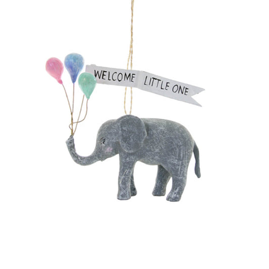 Welcome Little One Elephant Ornament 5"